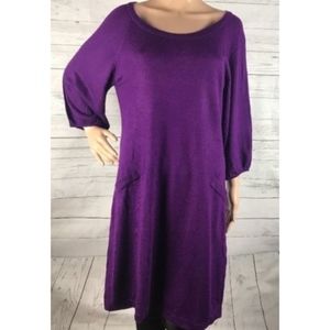 DBY Sweater Dress Medium Solid Purple Thin Knit